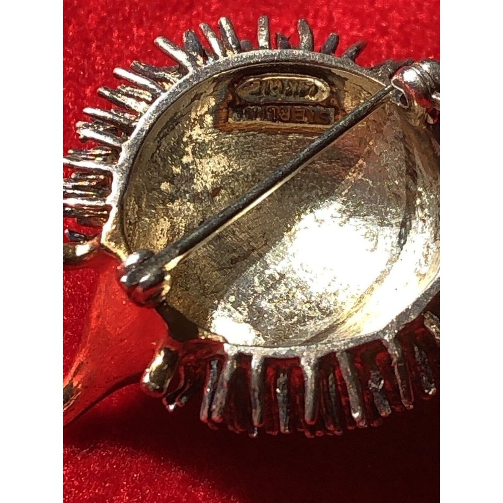 Vintage Hedgehog Brooch Pin Sterling Silver Faux Gold 1" x 1" Marked - Picture 9 of 11